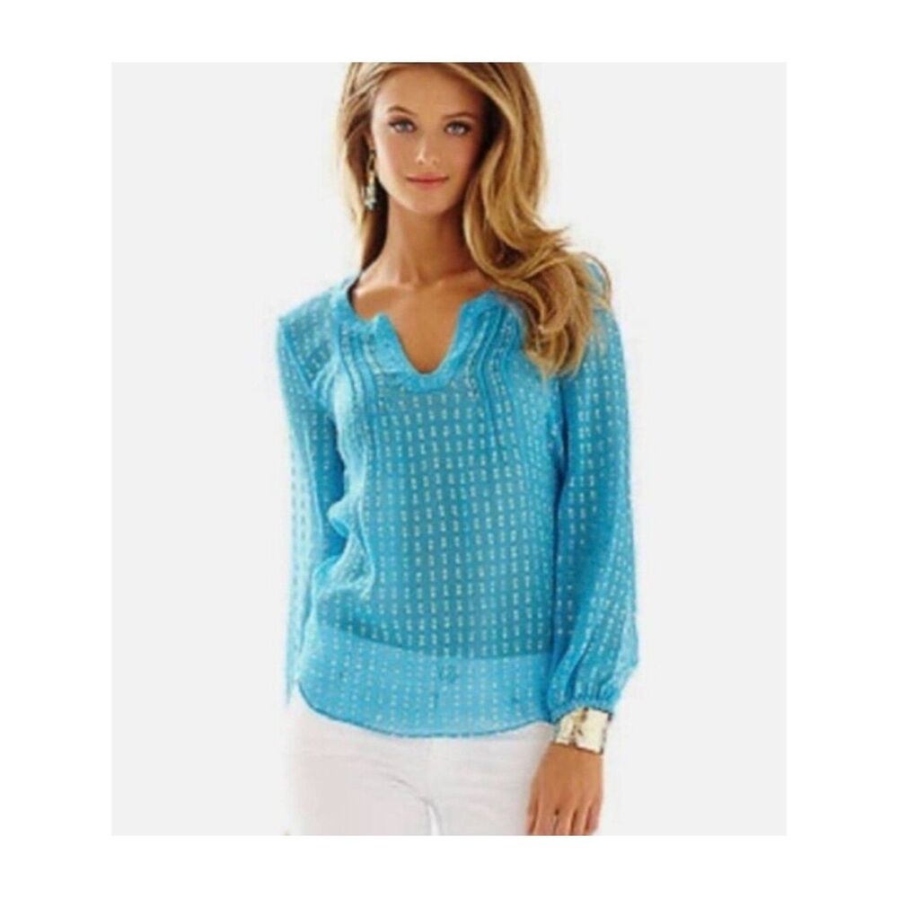 Size L Lilly Pulitzer silk/metal blend blouse